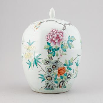 A famille rose jar with cover, China, 20th Century.