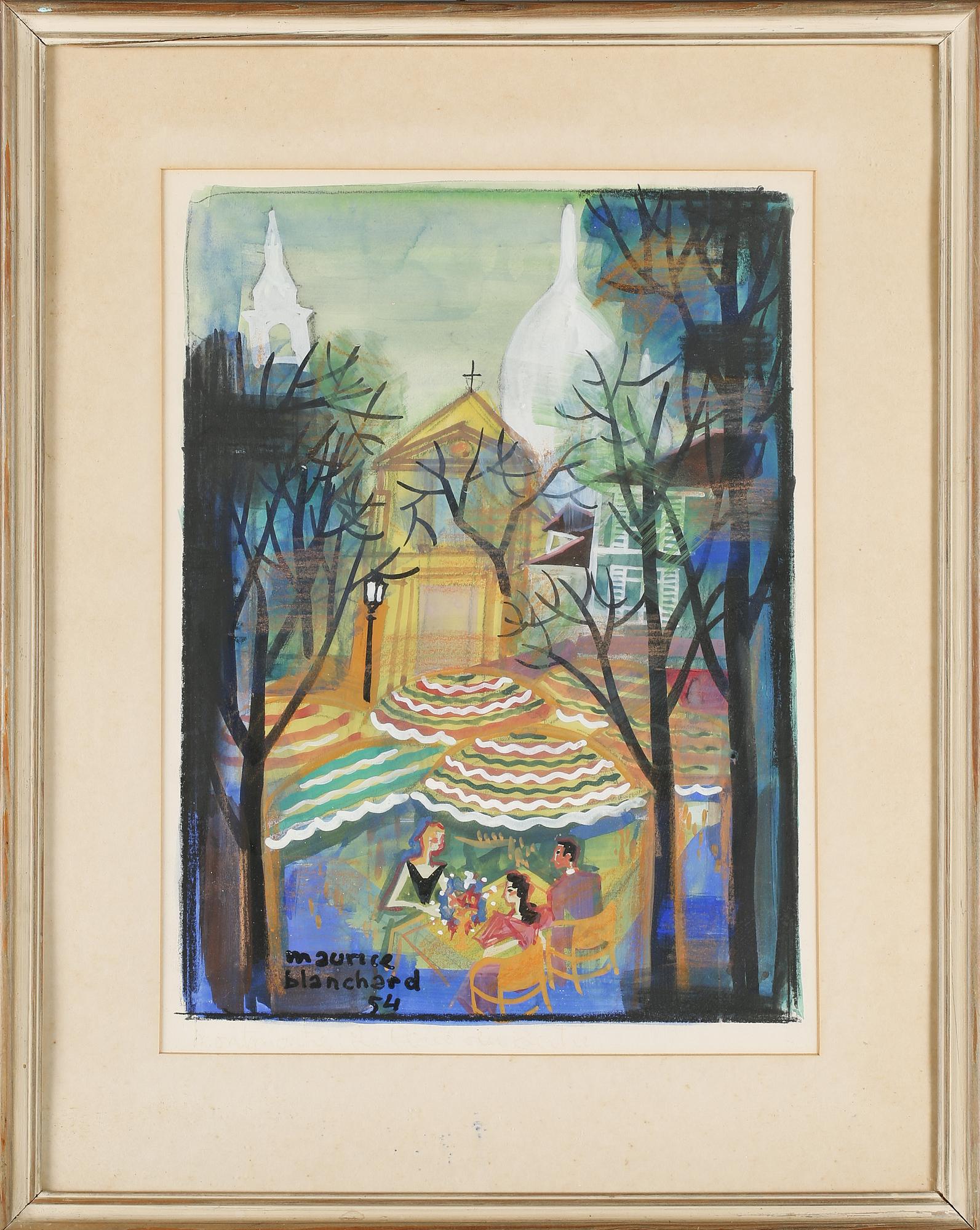 MAURICE BLANCHARD, blandteknik, signerad och daterad 54.