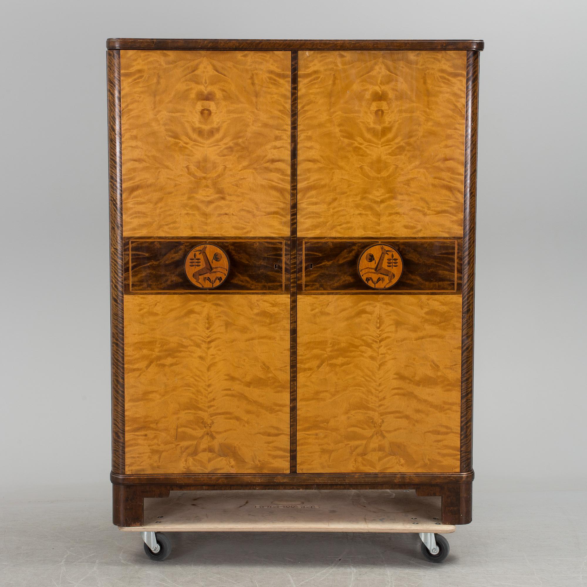 Otto Schulz, A Swedish Modern stained birch cabinet, probably Otto Schulz for Boet, 1930's.