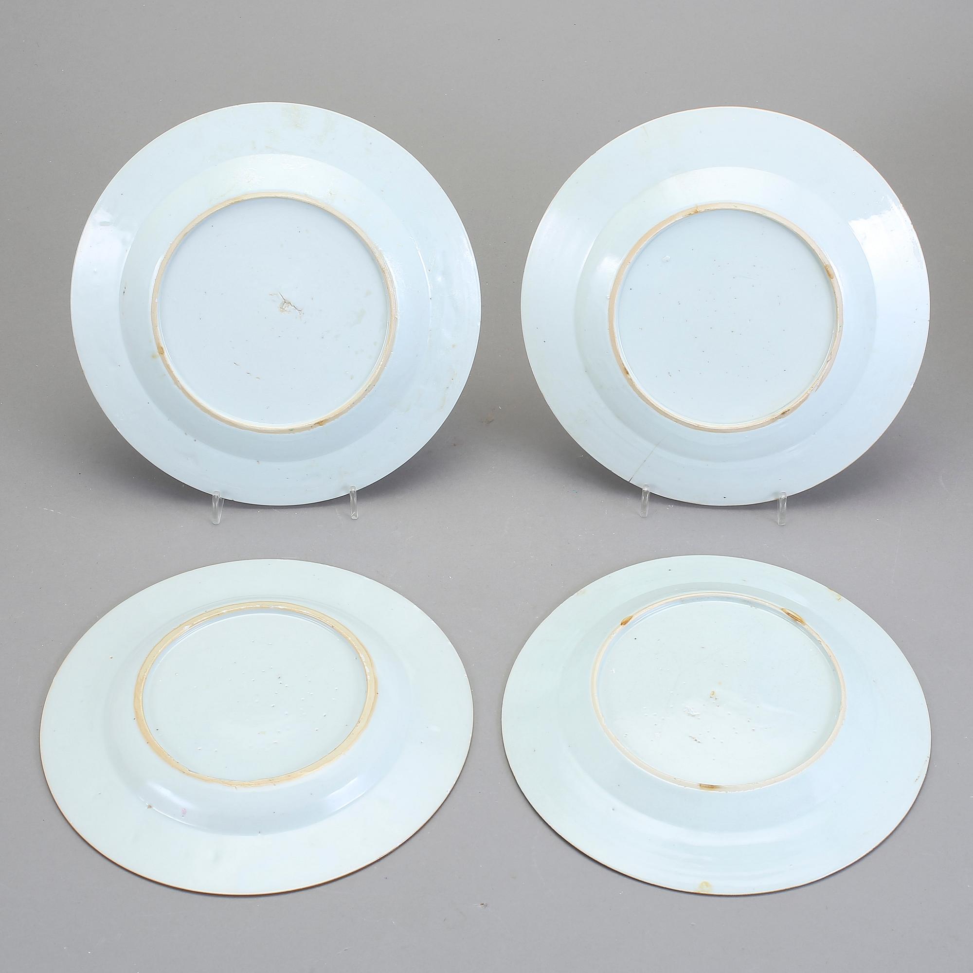 TALLRIKAR, 4 st, porslin, Kina, Qianlong 1736-1795.