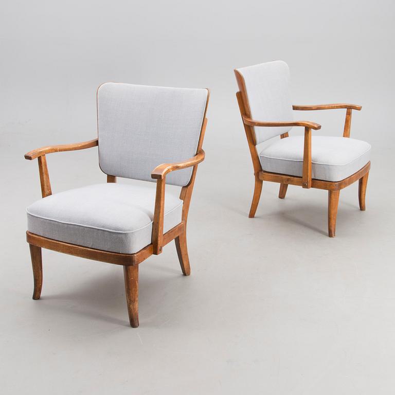 EINARI KYÖSTILÄ, karmstolar, ett par, Oy Stockmann Ab, Kervo Snickerifabrik, 1940-tal.