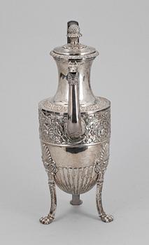 KAFFEKANNA, silver, empire, Adolf Zethelius, Stockholm 1835. Vikt ca 1100 gram.