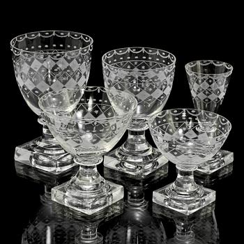 GLASSERVIS, 64 delar, glas, 1900-tal.