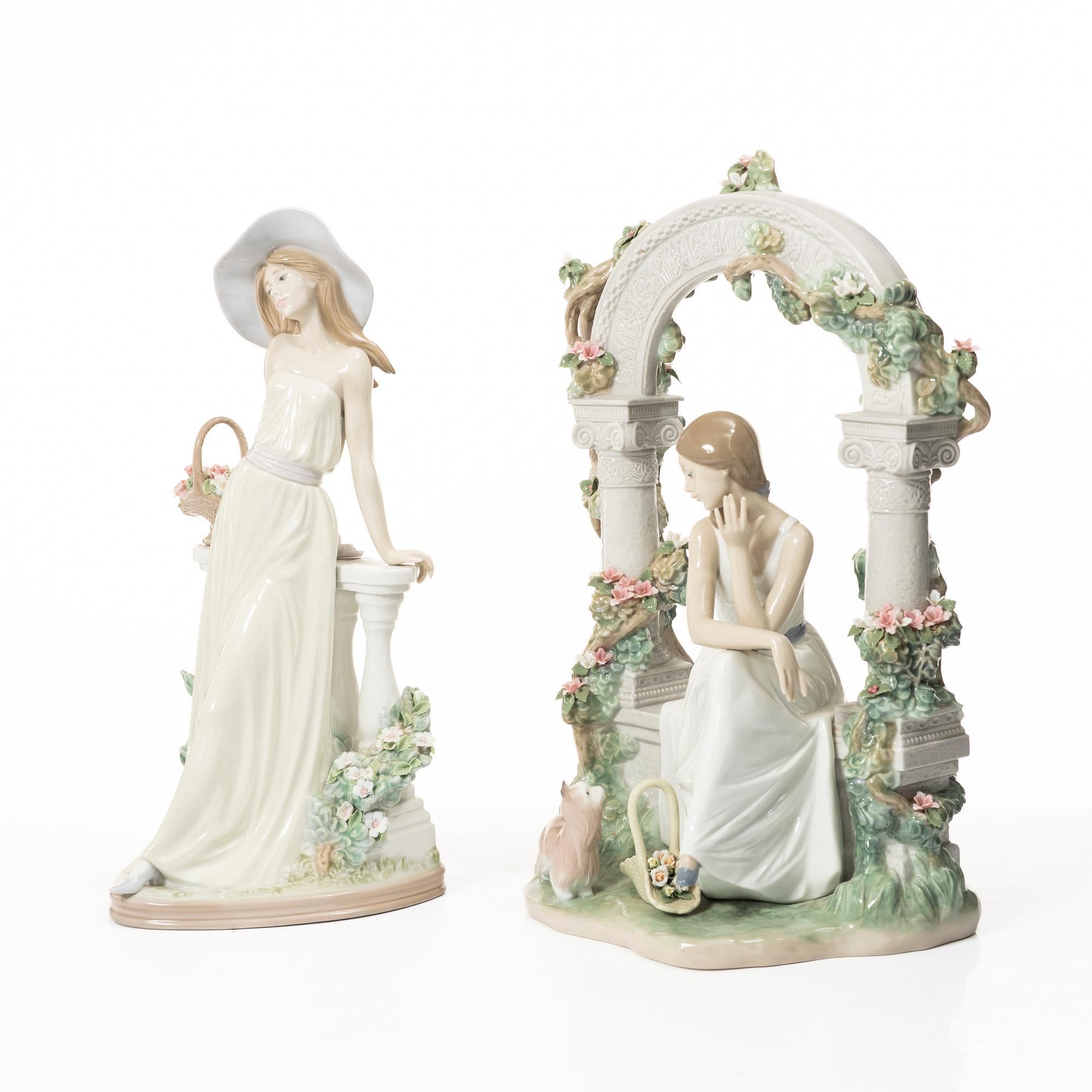 Marco Antonio Nogueron, figurine, "Tranquility", and "Time for Reflection", Lladró, Spain.