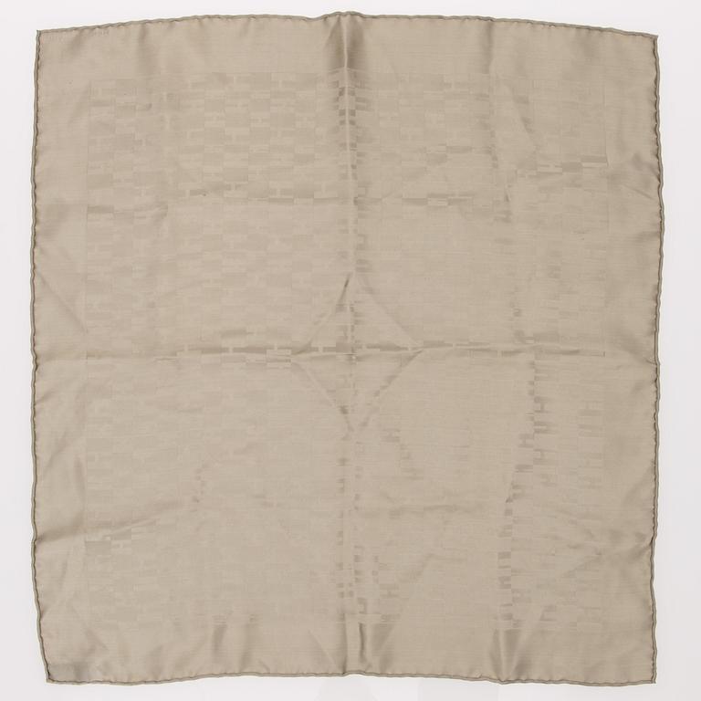 THREE POCKET SQUARE SCARVES.