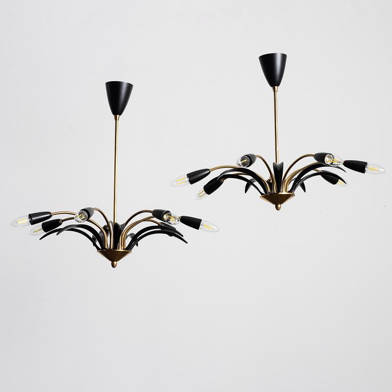 A pair of 1950's/60's ceiling lamps.