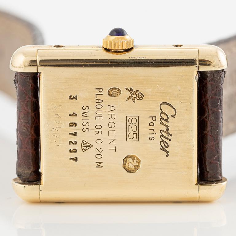 must de Cartier, Tank, "Trinity Dial", wristwatch, 20.5 x 20 (28) mm.