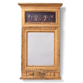 93. A late Gustavian two-light girandole mirror.