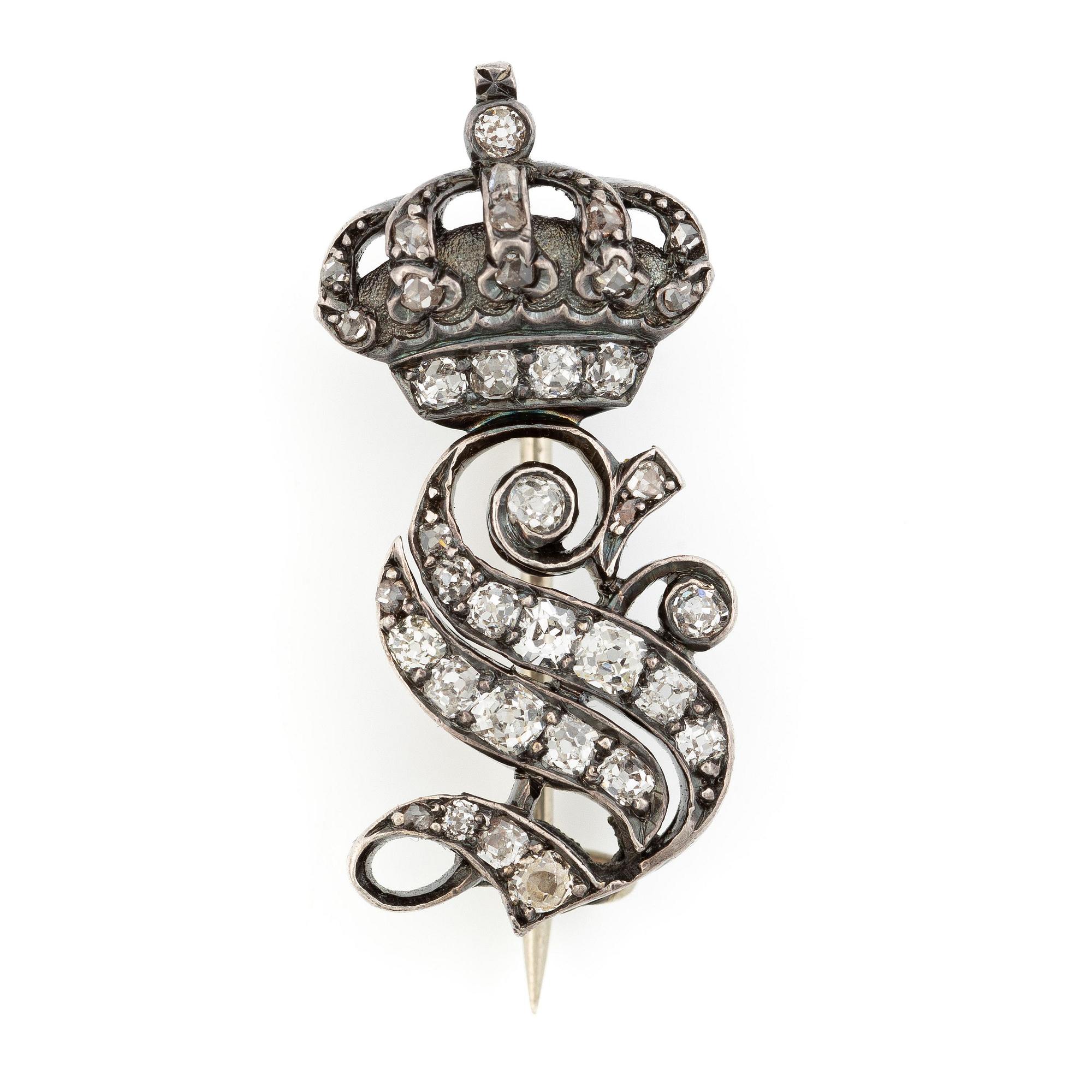Royal honour gift with Queen Sofia's (1836-1913) diamond monogram.