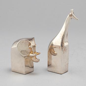 GUNNAR CYRÉN, wo silverplated figurines, Danish design, Japan.