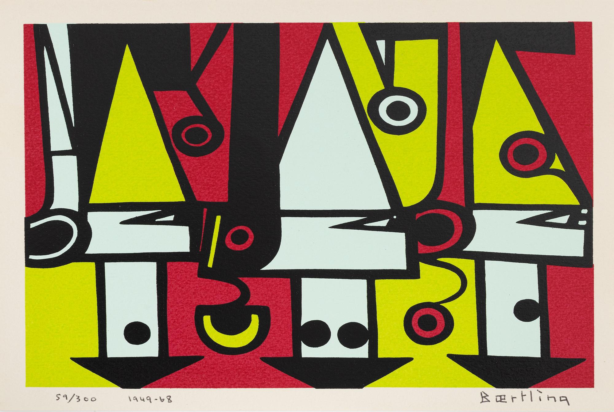 Olle Baertling, silkscreen in colours, signed, dated 1949-68, numbered 59/300.