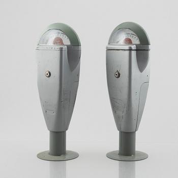 Parking meters, a pair, "Duncan Meter", Duncan Industries U.S.A, second half of the 20th century.