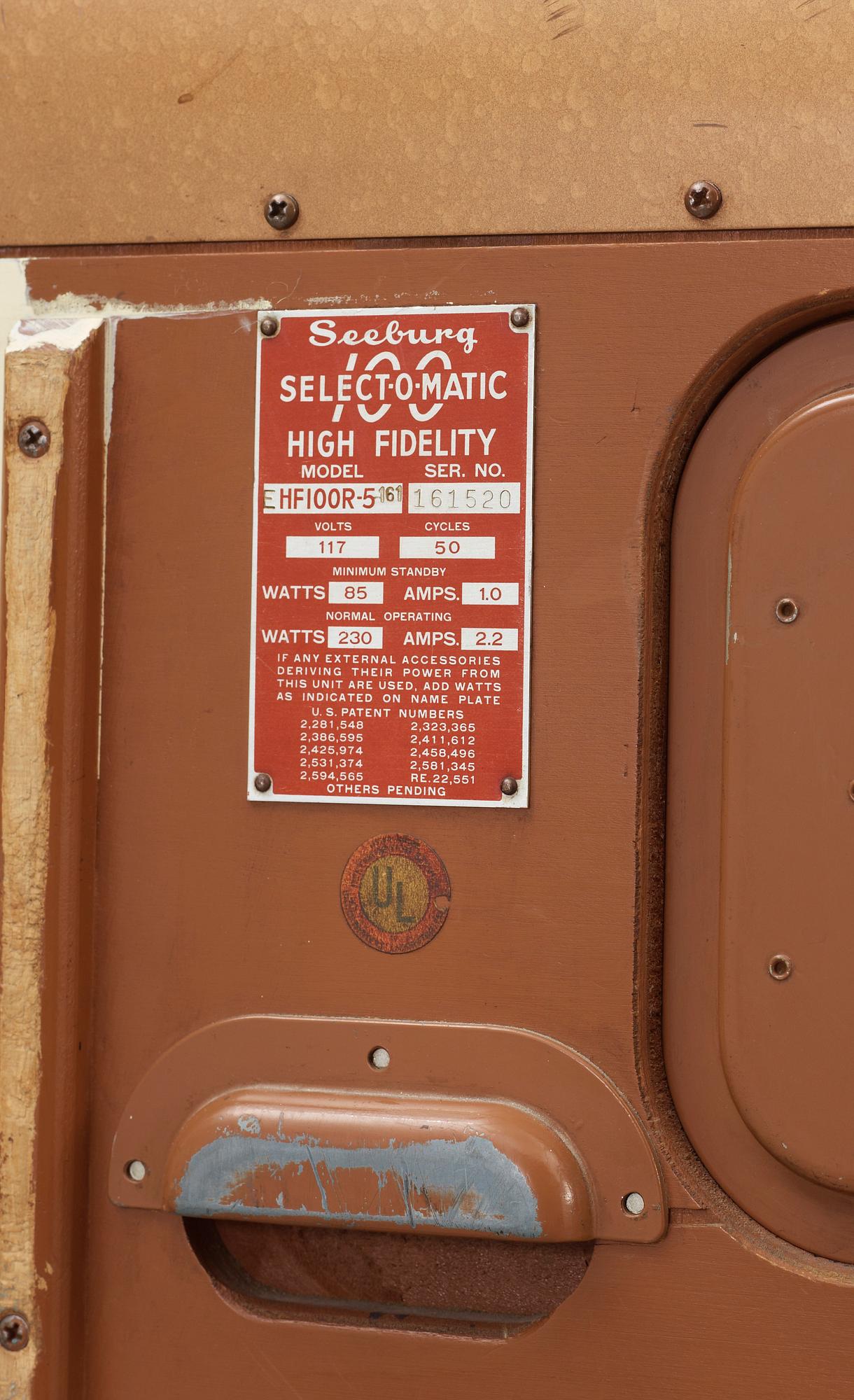 JUKEBOX, "High Fidelity", Seeburg, USA, 1900-talets mitt.