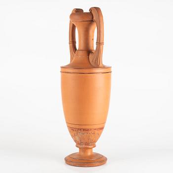 An amphora, terracotta  by Lauritz Hjorth, Bornholm, probably 1860s.