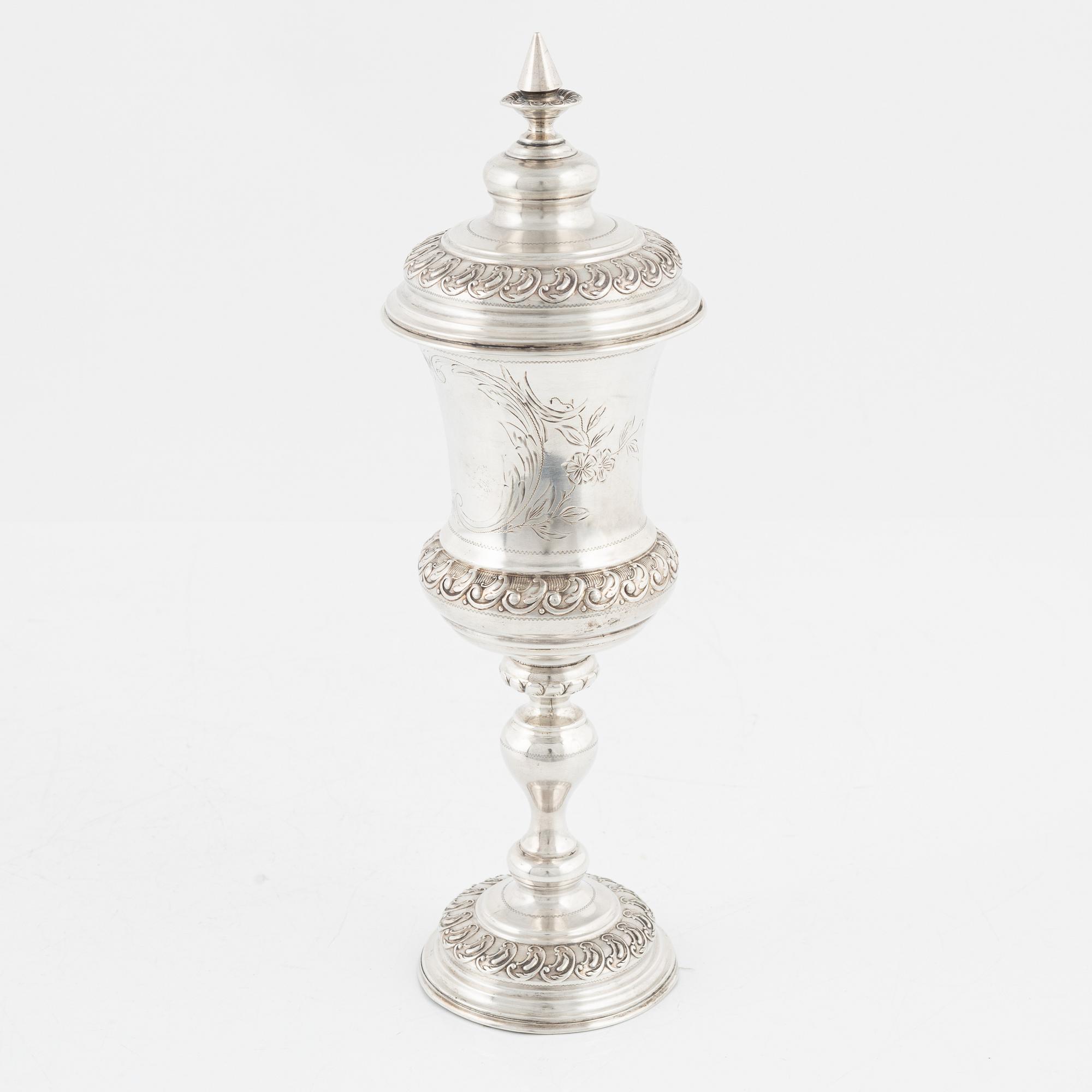 CG Hallberg, lockpokal, silver, Stockholm 1899.