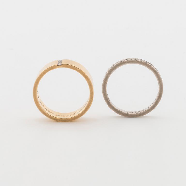 RINGAR, 2st, med briljantslipade diamanter ca 0.21 ct. Engelbert, Stockholm, 2006.