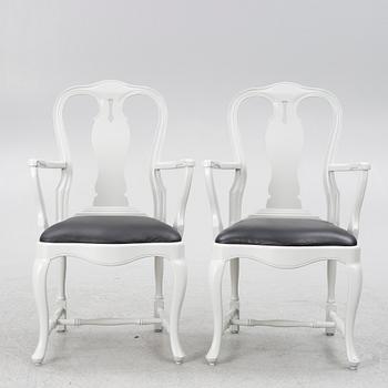 Karmstolar, ett par, rokokostil, Åmells Möbler, 2000-tal.