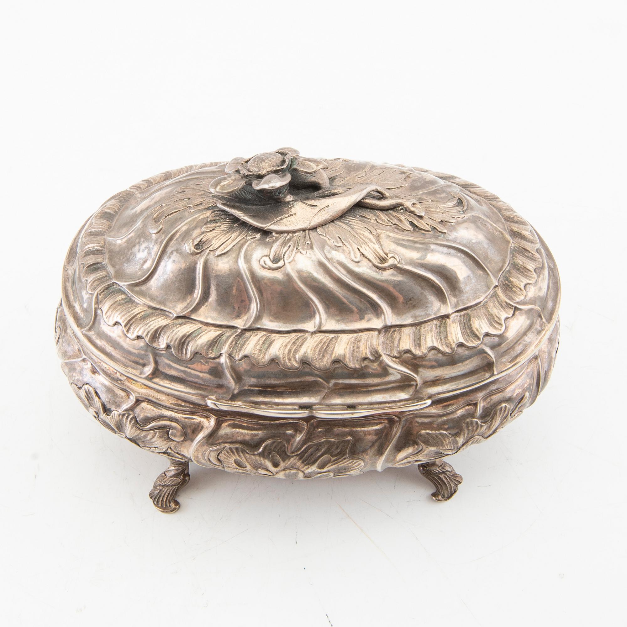 Sugar box, silver, Rococo, mid-18th century.