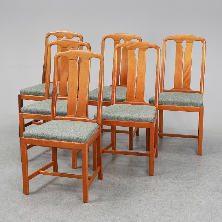 CARL MALMSTEN, six 'Ambassadör' walnut chairs.