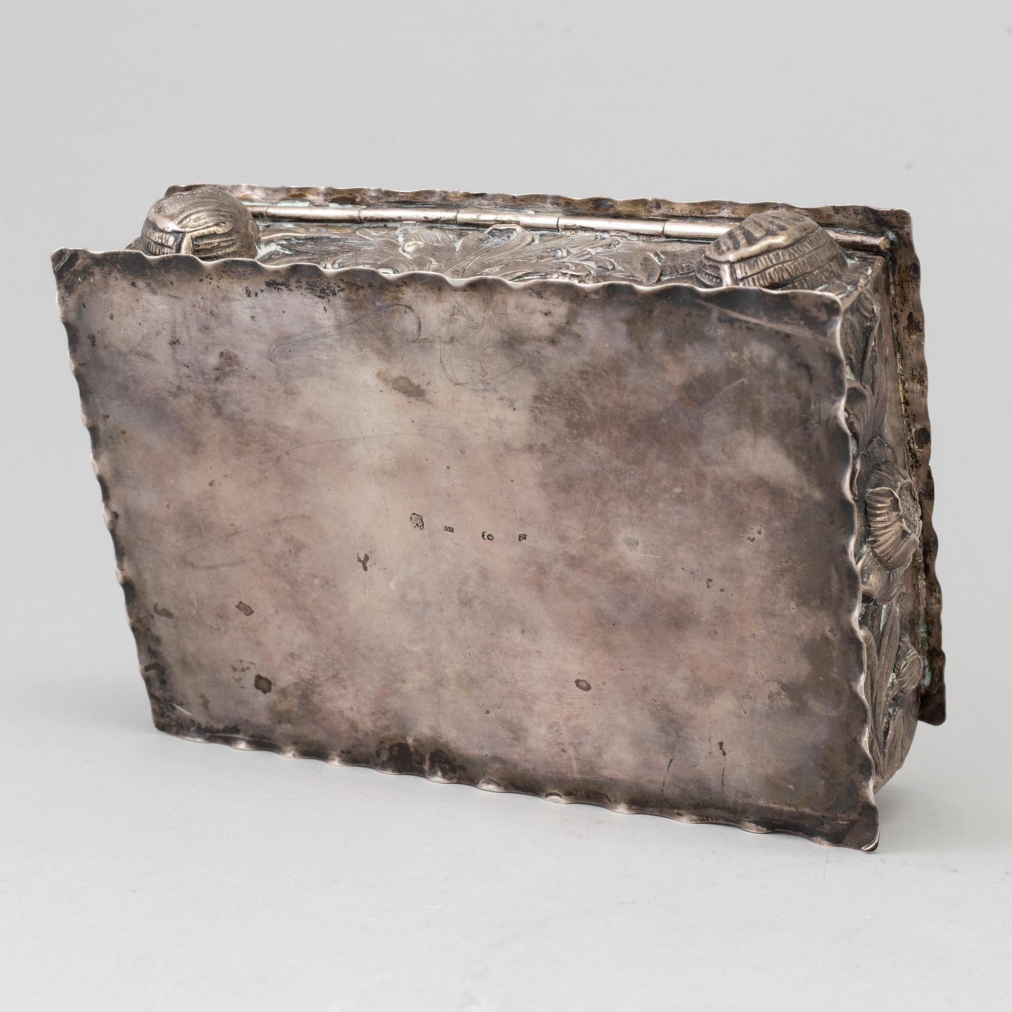 a German silver box, late 19th century.