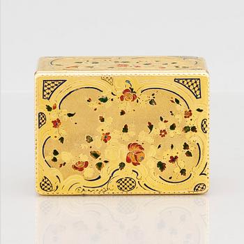 A late 18th century gold and enamel box, possibly Hanau.