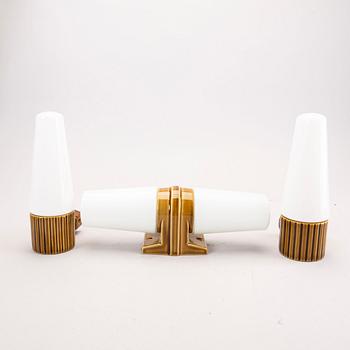 Sigvard Bernadotte, a set of three porcelain wall lamps for IFÖ 1960s.