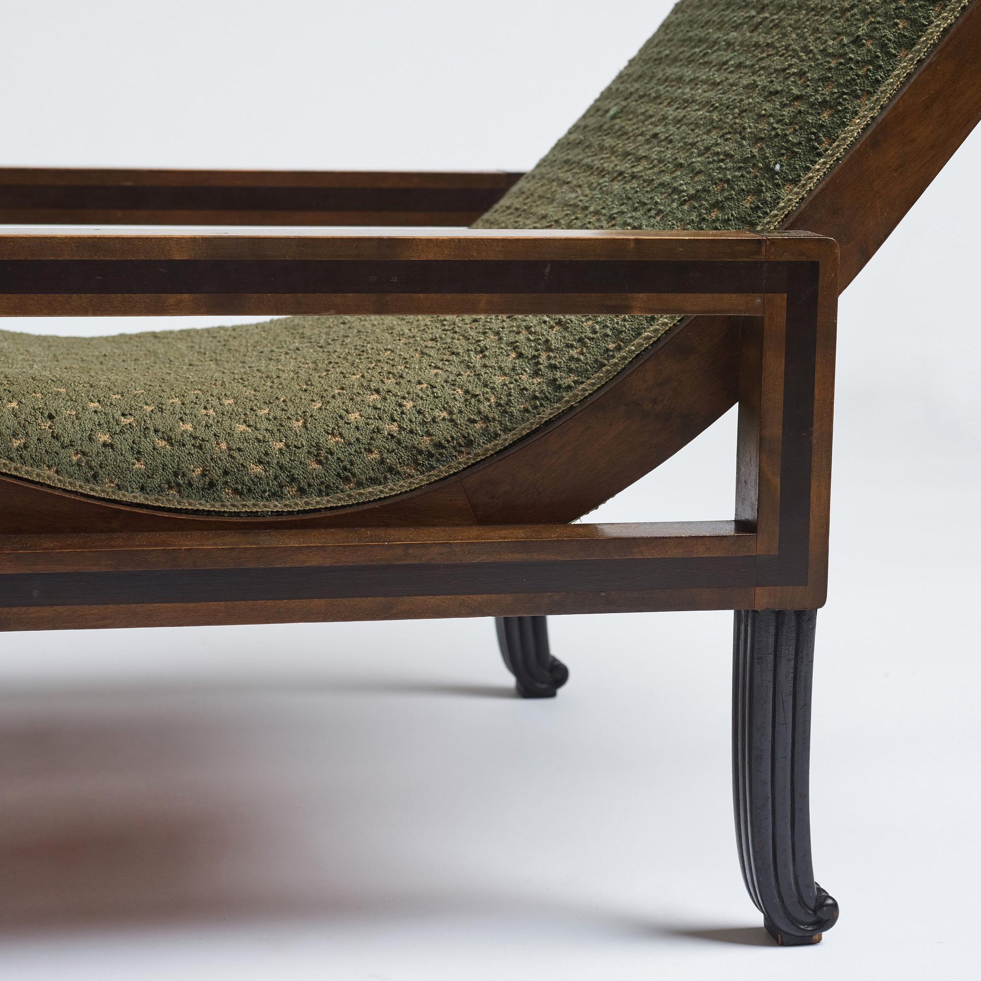 Carl Hörvik, a pair of mahogany-stained birch lounge chairs, Swedish Grace 1920s.