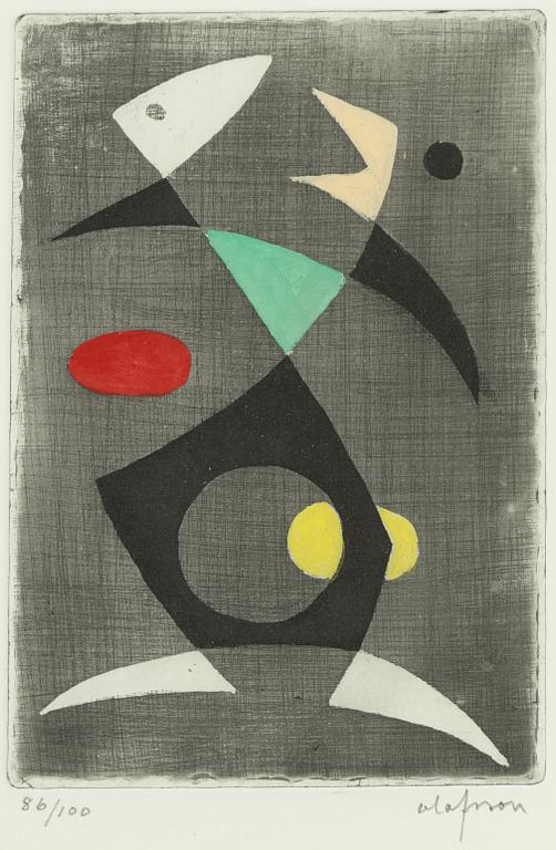 Pierre Olofsson, etchings, 5 pcs, signed and numbered.