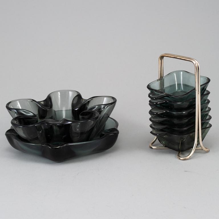 WILHELM WAGENFELD, ashtrays, ”Faktotum”,  ”Corona”, "Ascher",  for Vereinigte Lausitzer Glaswerke.