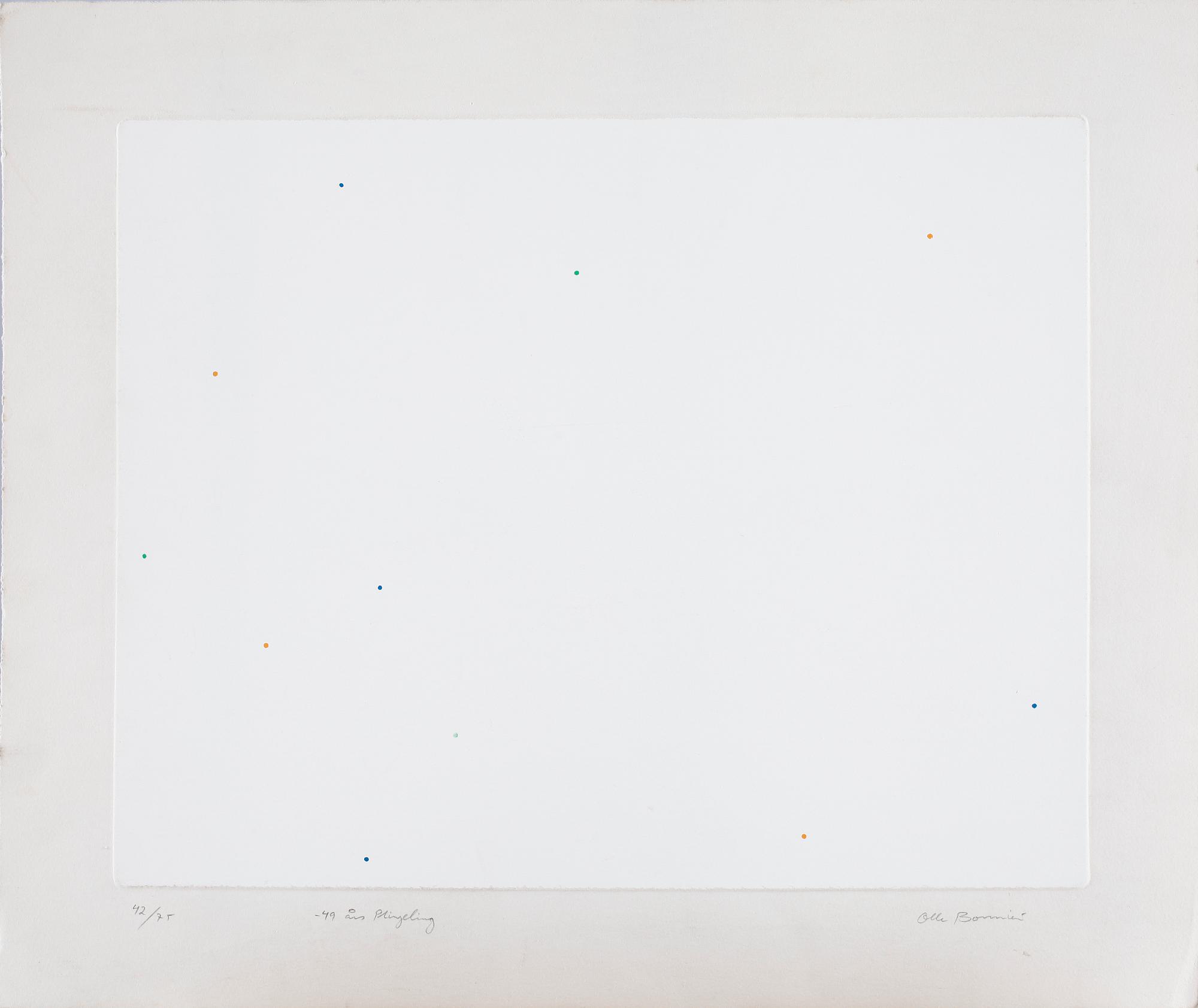 OLLE BONNIÉR, färglitografi. Sign o numr 42/75.