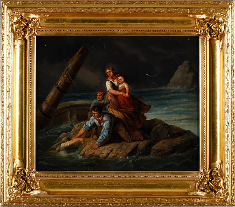 OKÄND KONSTNÄR, olja på duk, signerad Margarita S, 1800-talets mitt.