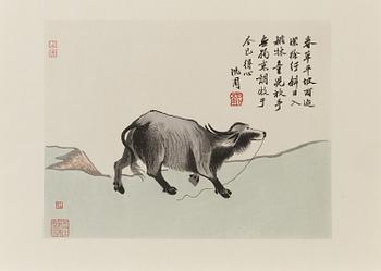 Rong Baozhai, samling träsnitt/tryck. Bl.a efter Shen Zhou, 1953-1954.