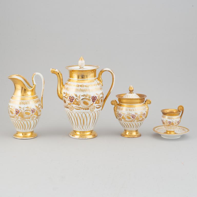 A 9 pcs Empire porcelain coffee service from the 1830s/1840s, northern Europe.