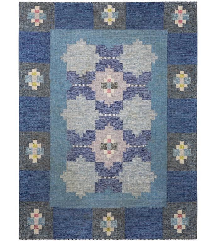 Ingegerd Silow, a flat weave carpet, signed IS, c. 227 x 164 cm.