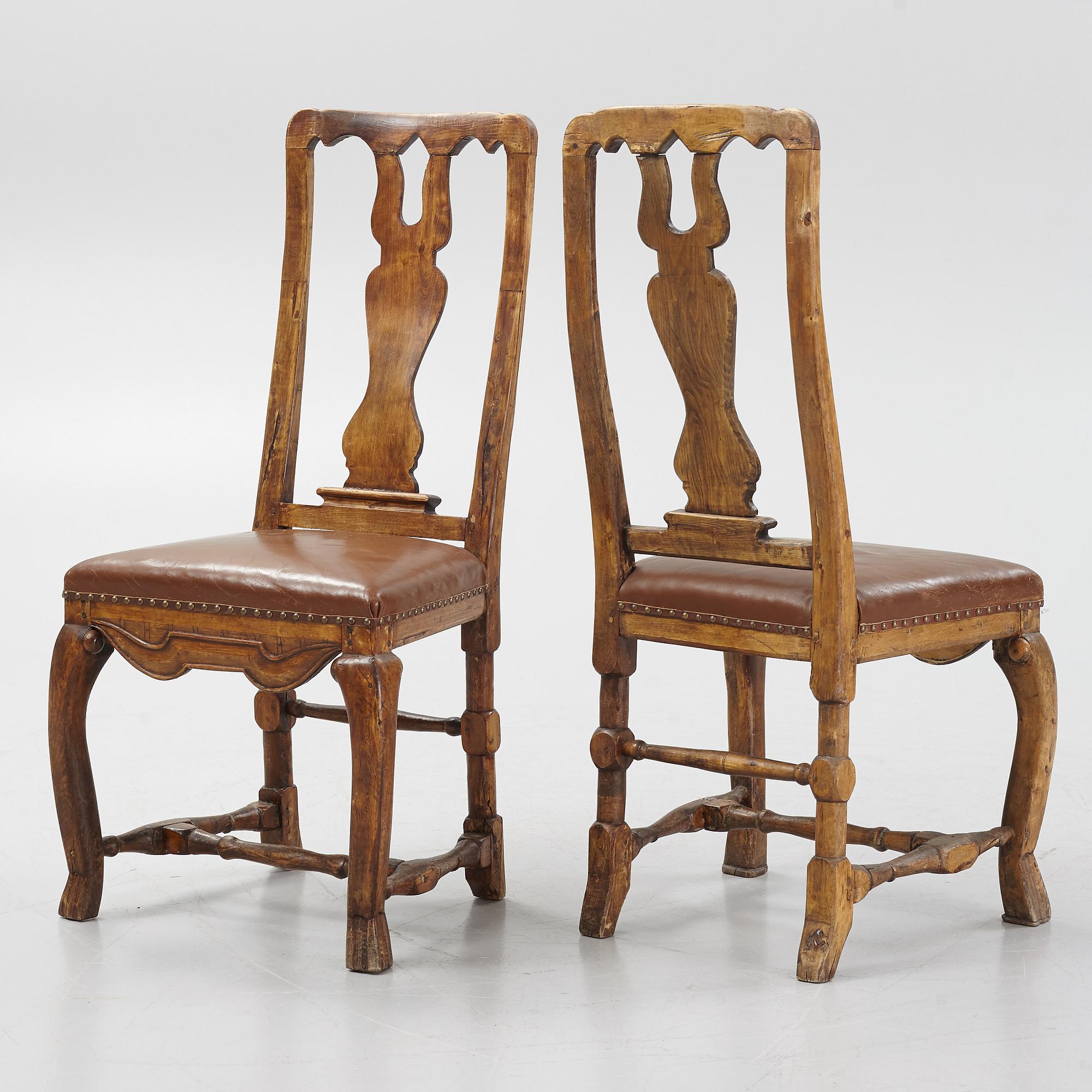 A set of six late baroque chairs, first part of the 18th century,