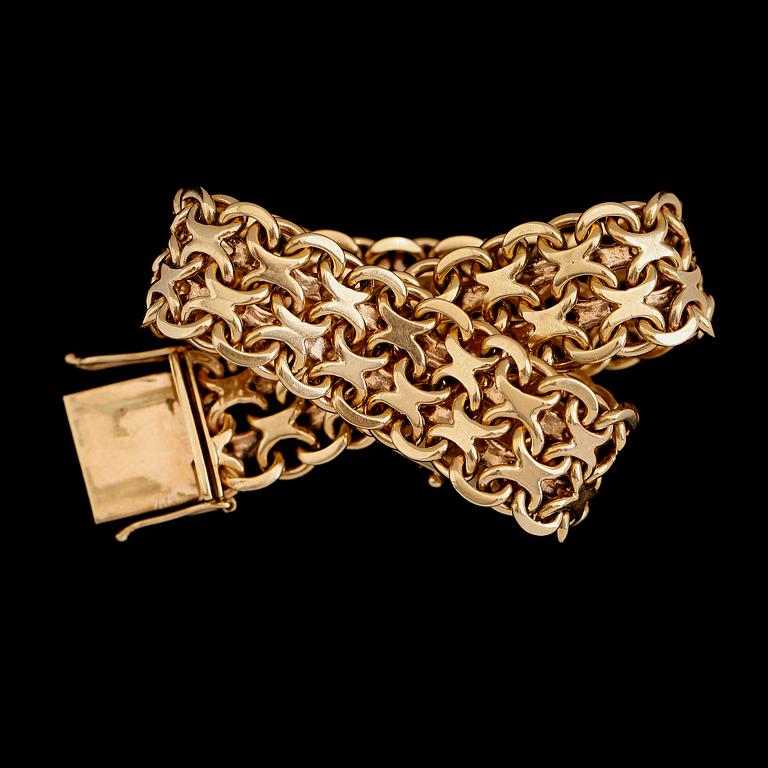 ARMBAND, 18 k guld, svenska stämplar, 1960. Total vikt ca 40 g.