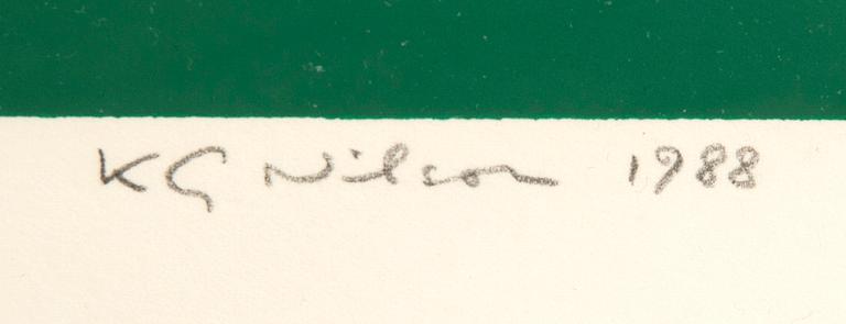 KG Nilson,  färglitografi, signerad och numrerad 133/225. Daterad 1988.