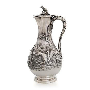 A Victorian sterling silver ewer, maker's mark of Robert Hennell III, London 1862.