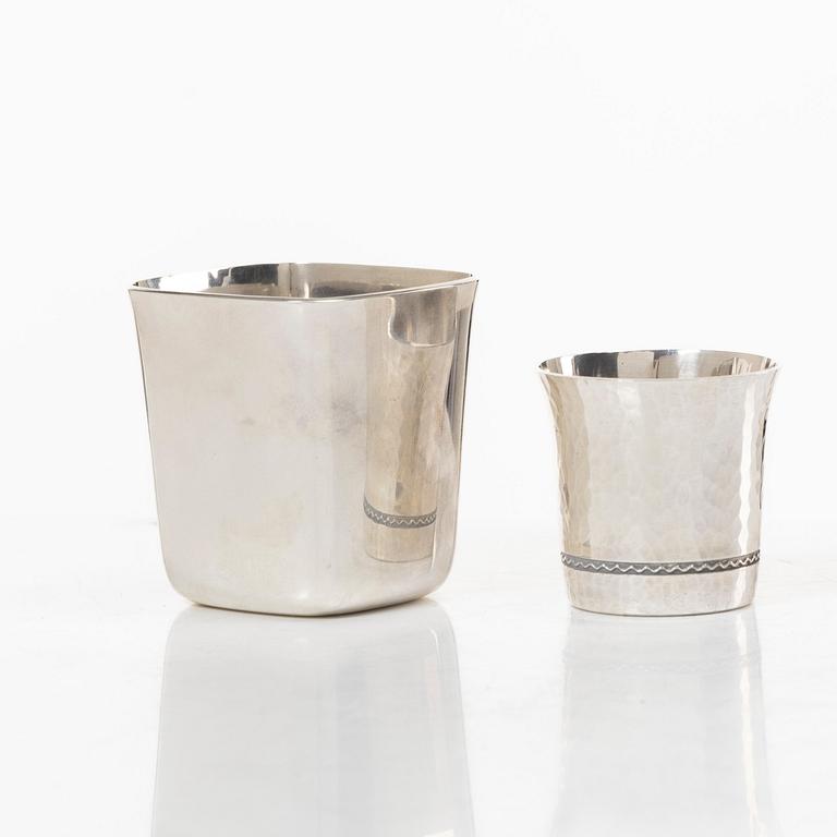 Two cups, silver, C.F. Carlman, 1953, and Ceson Guldvaru Ab, 1984.