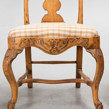An assembled suite of ten rococo chairs, Western Sweden, later part 18th century.