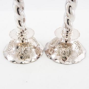 Candelabras, a pair, Baroque-style silver, GAB Stockholm 1947.