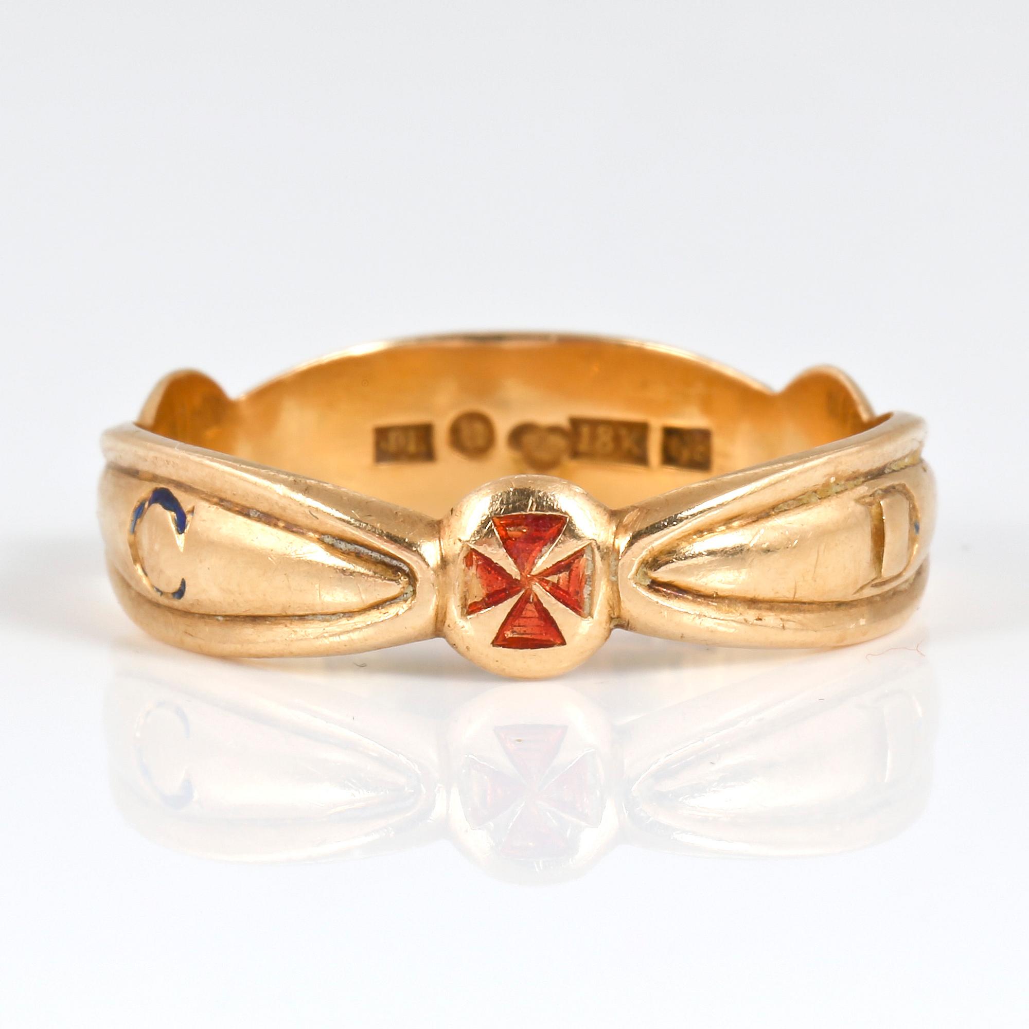 RING, frimurare, 18K guld, Johan Hanson, Umeå, 1939. Vikt ca 7,20 g.