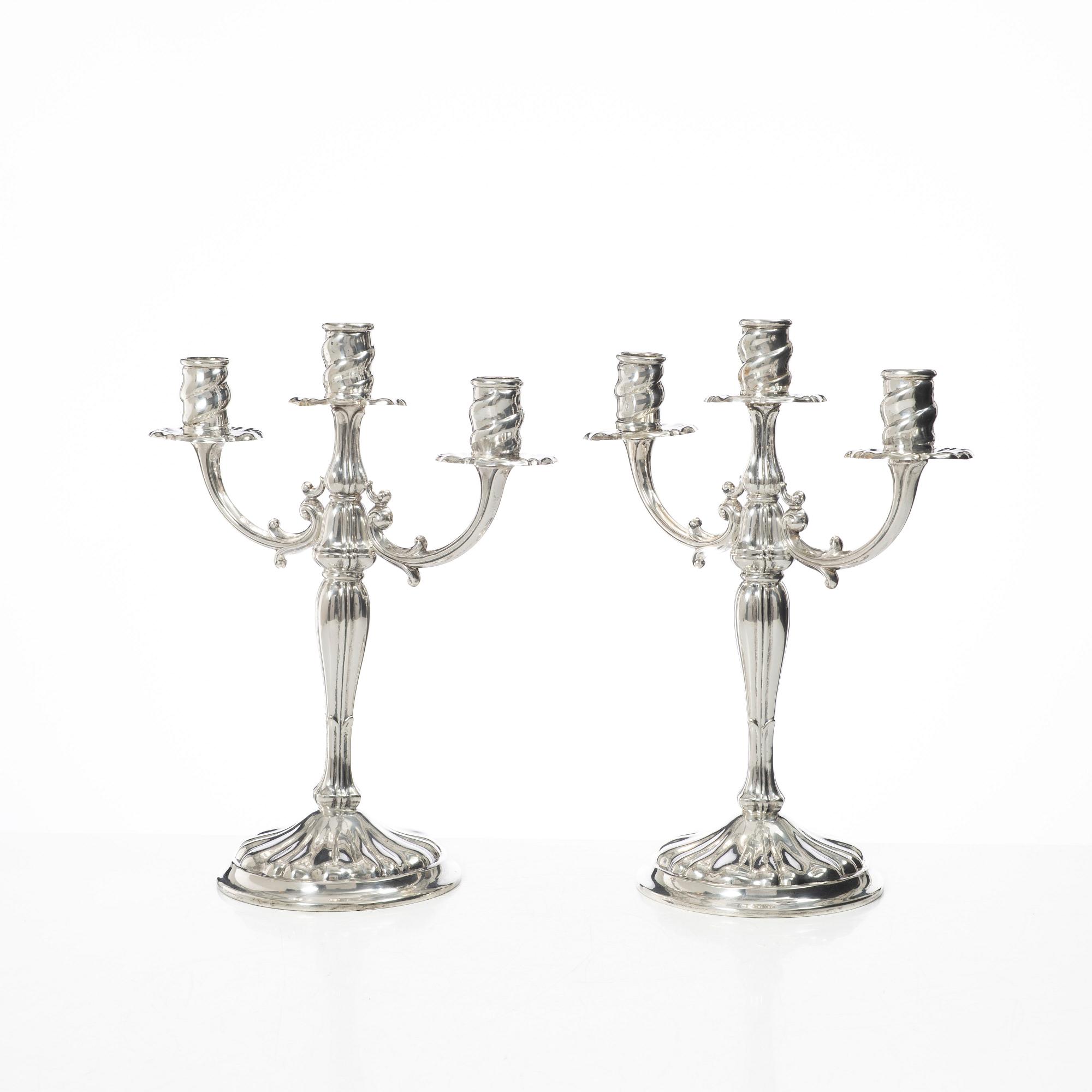 Candelabras, a pair, silver, 20th century.