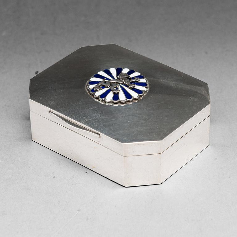 A silver box with enamelled decoration, A. Tillander, Helsinki.