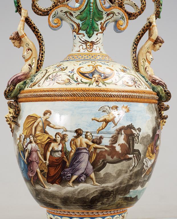 A large majolica 'Historismus' vase, late 19th Century.