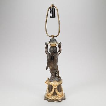 BORDSLAMPA. Brons, Frankrike 1800-tal.