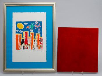 BOK, "Bilder från Klotet" av Lasse Sandberg, Rabén & Sjögren 1989. Signerad kopia. Färglitografi, 100/299.