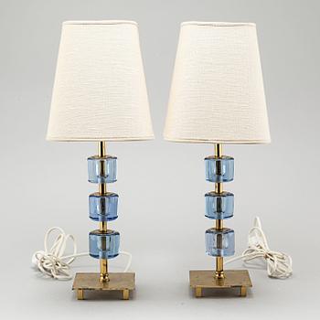 Two similar table lamps, made by Malmö Metallvarufabrik, 20th century.