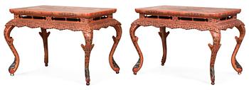 Two incised red lacquer tables, 18th/19th Century.
