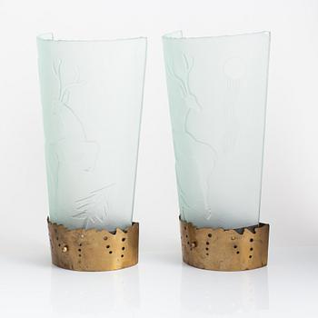 A Swedish Modern glass wall lamp, first half of the 20th Century.